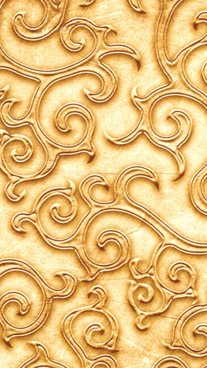 Обои золото, цвет, узор, дизайн, золотой узор текстуры в разрешении 720x1280