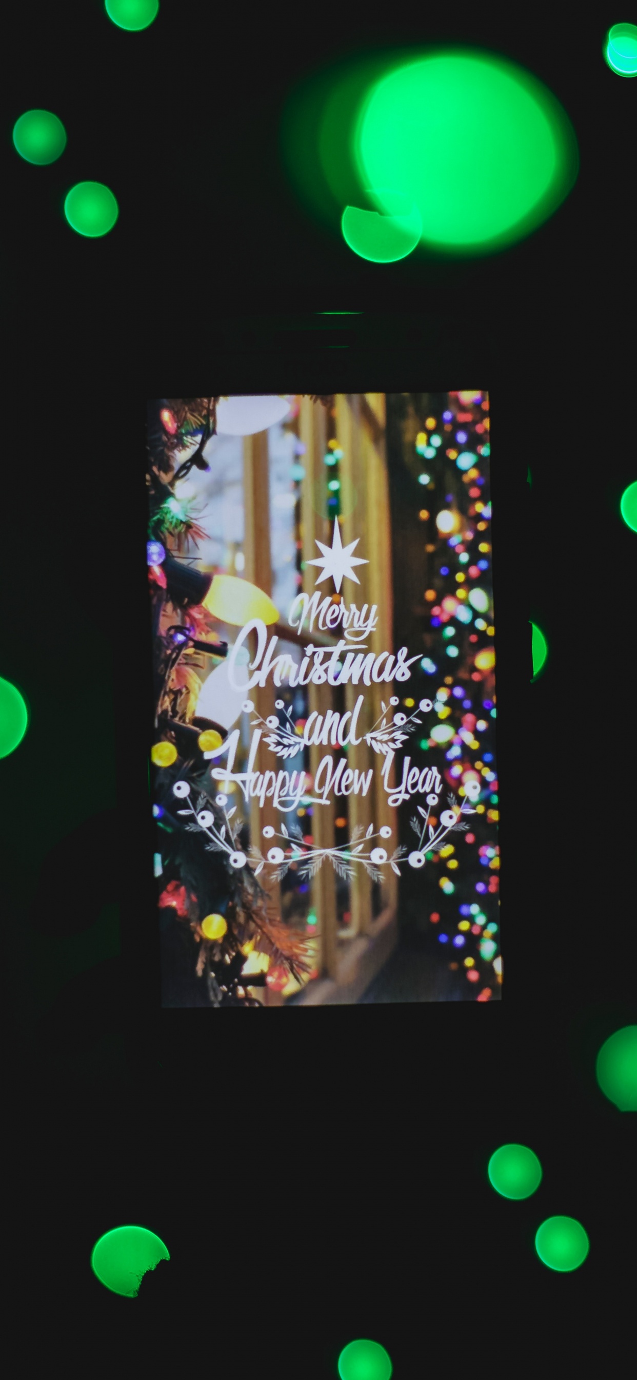 Обои Рождественский день, зеленый, свет, технологии, круг в разрешении 1242x2688