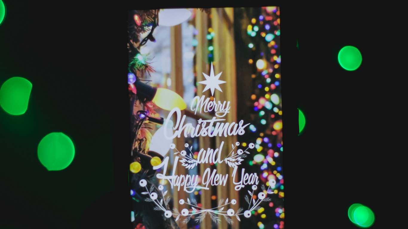 Обои Рождественский день, зеленый, свет, технологии, круг в разрешении 1366x768