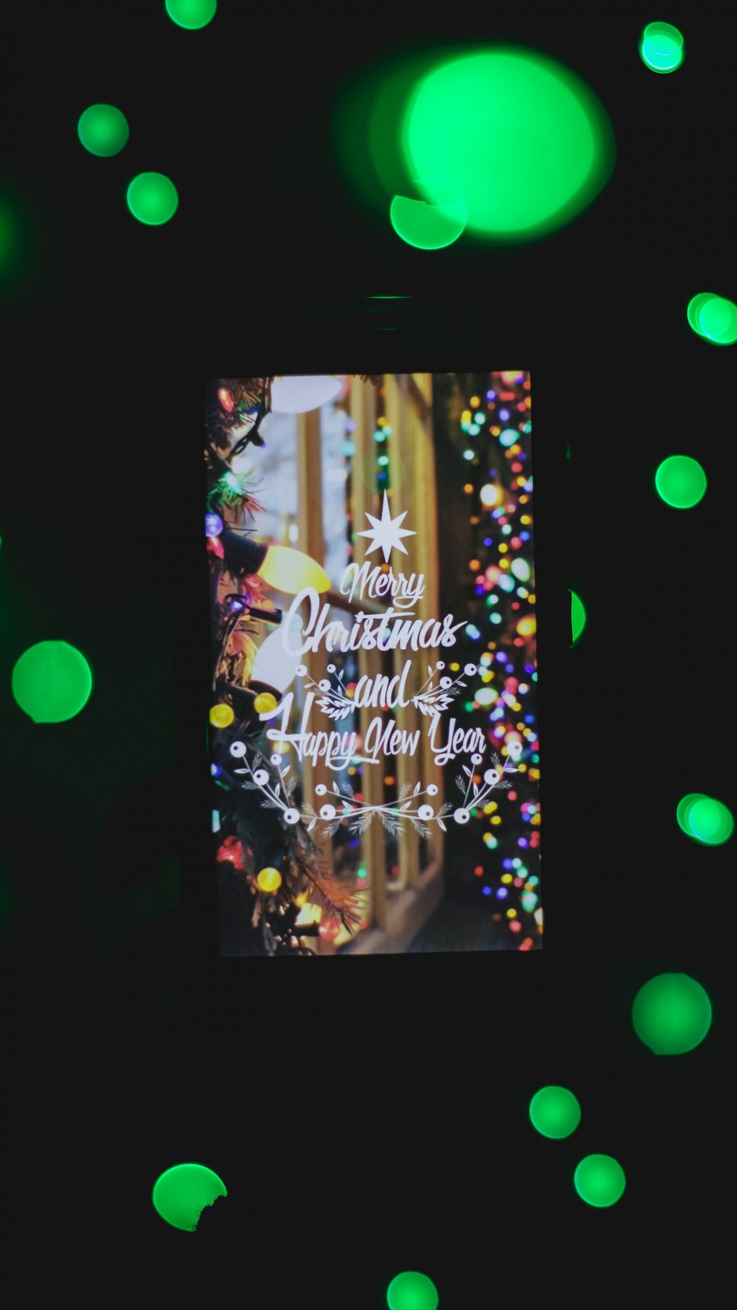 Обои Рождественский день, зеленый, свет, технологии, круг в разрешении 1440x2560