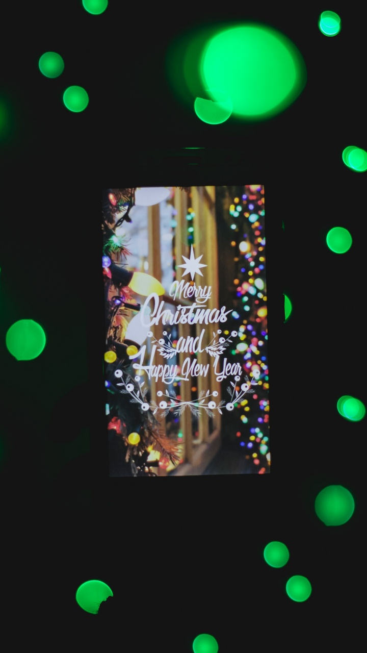 Обои Рождественский день, зеленый, свет, технологии, круг в разрешении 720x1280