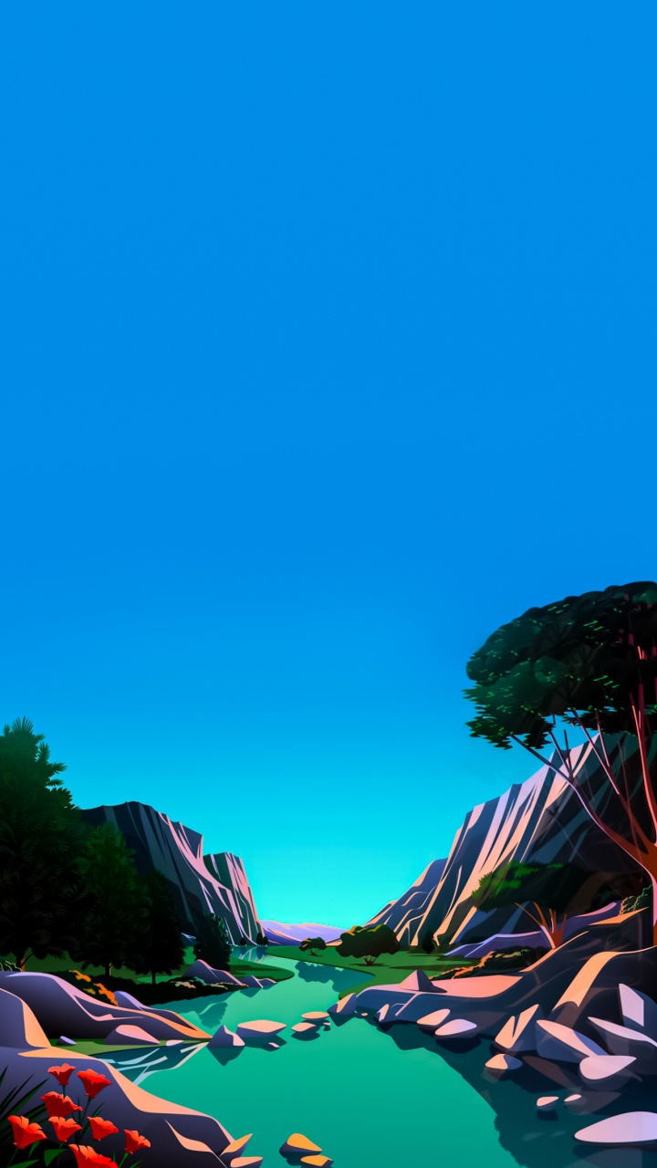 Обои Операционная система, макбук Эйр, яблоко, природный ландшафт, водоем в разрешении 720x1280