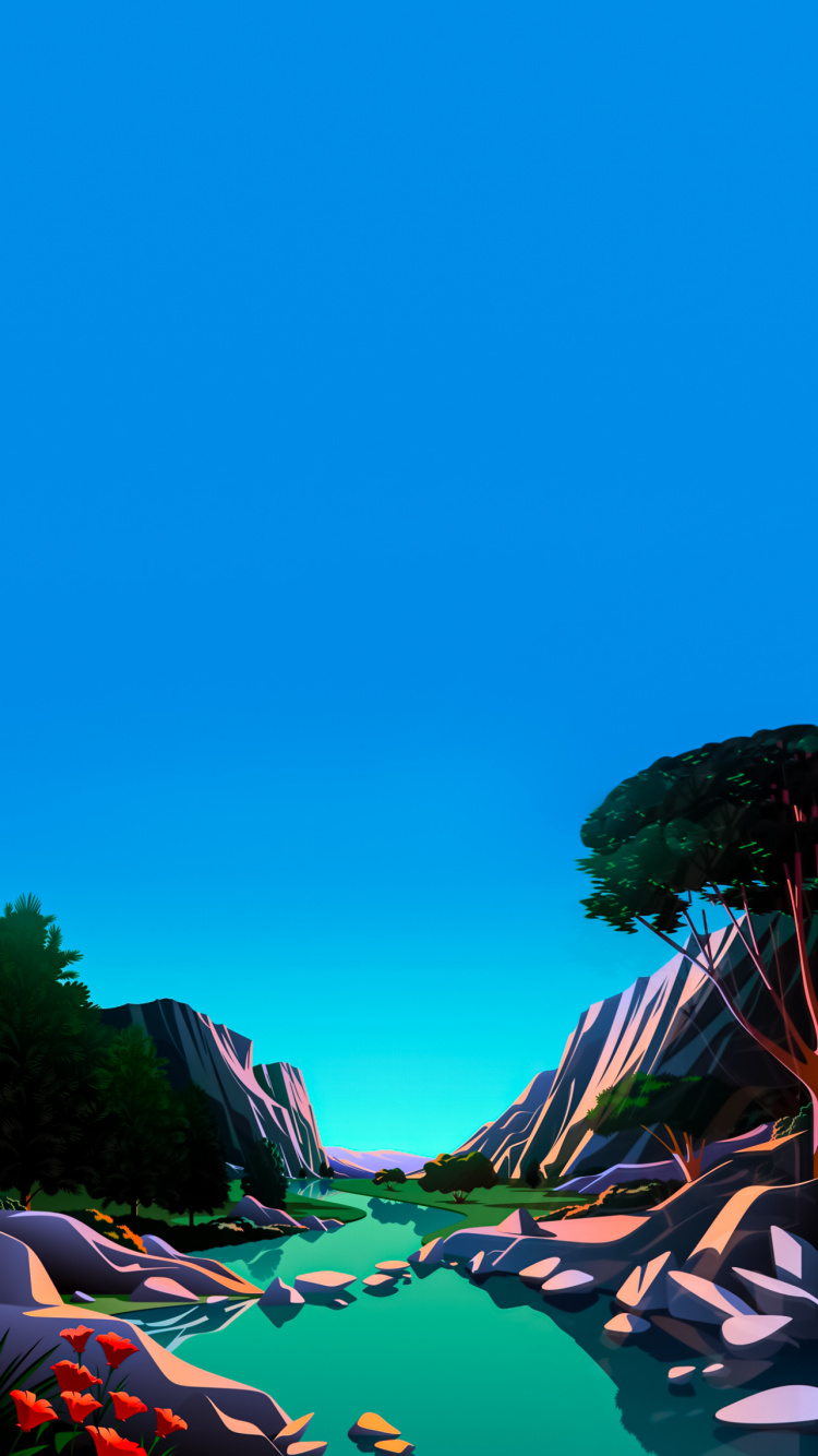 Обои Операционная система, макбук Эйр, яблоко, природный ландшафт, водоем в разрешении 750x1334