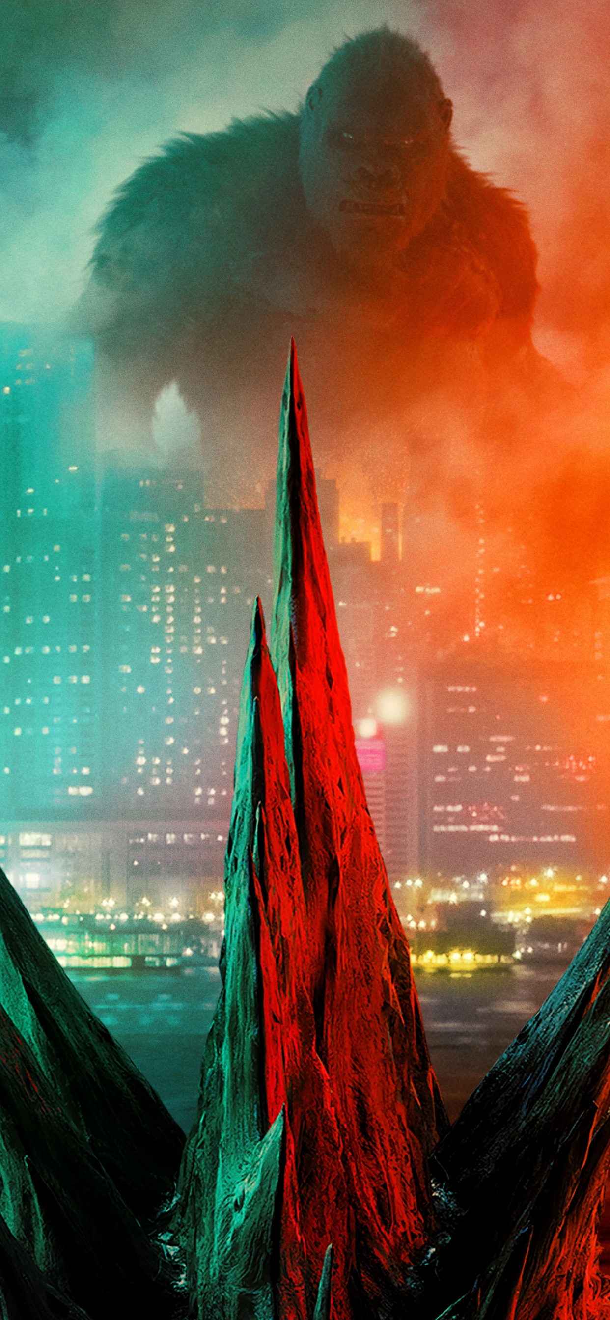 Обои Годзилла, Мехагодзилла, Кинг-Конг, постер, Кайдзю в разрешении 1242x2688