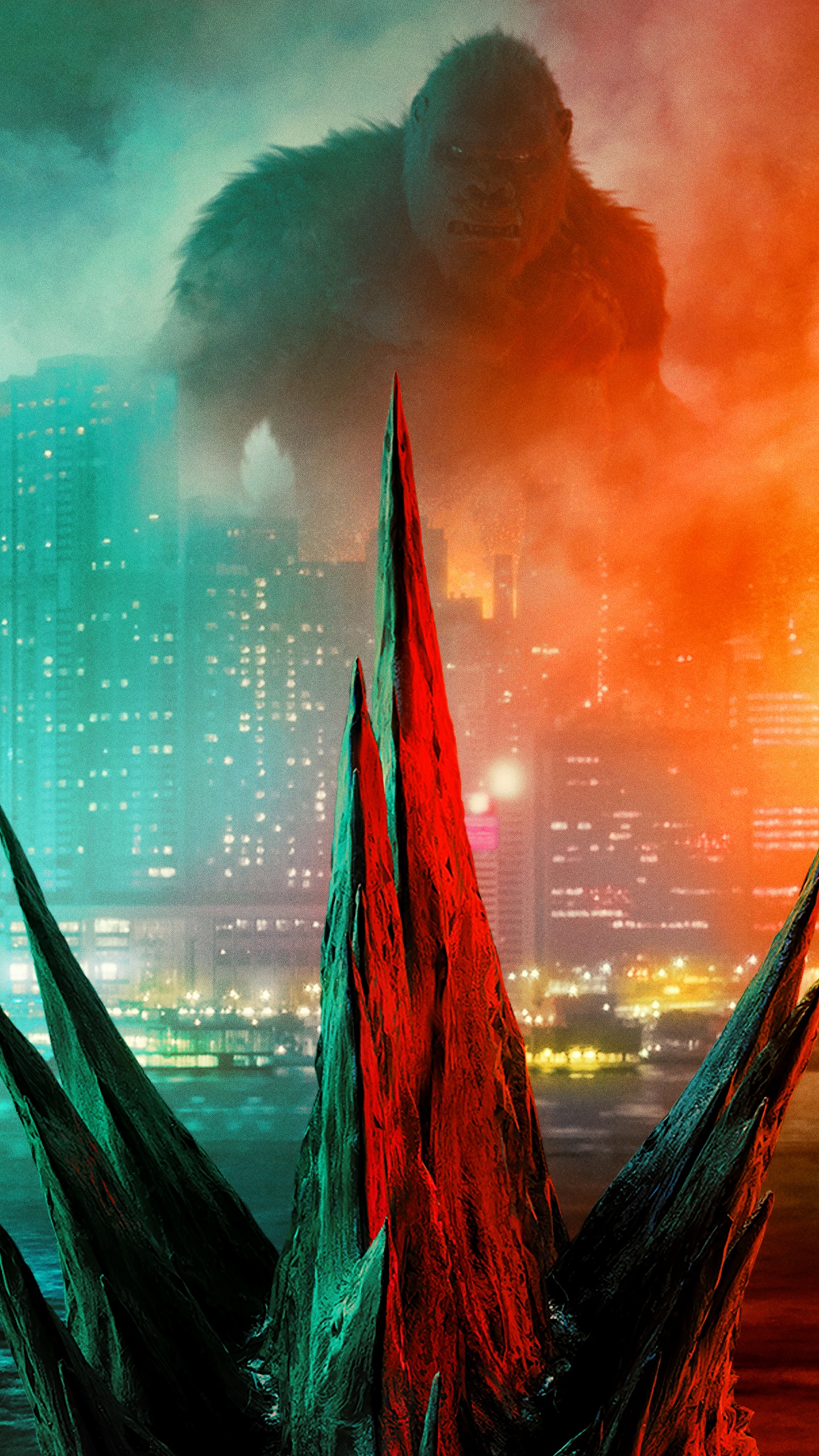 Обои Годзилла, Мехагодзилла, Кинг-Конг, постер, Кайдзю в разрешении 1440x2560