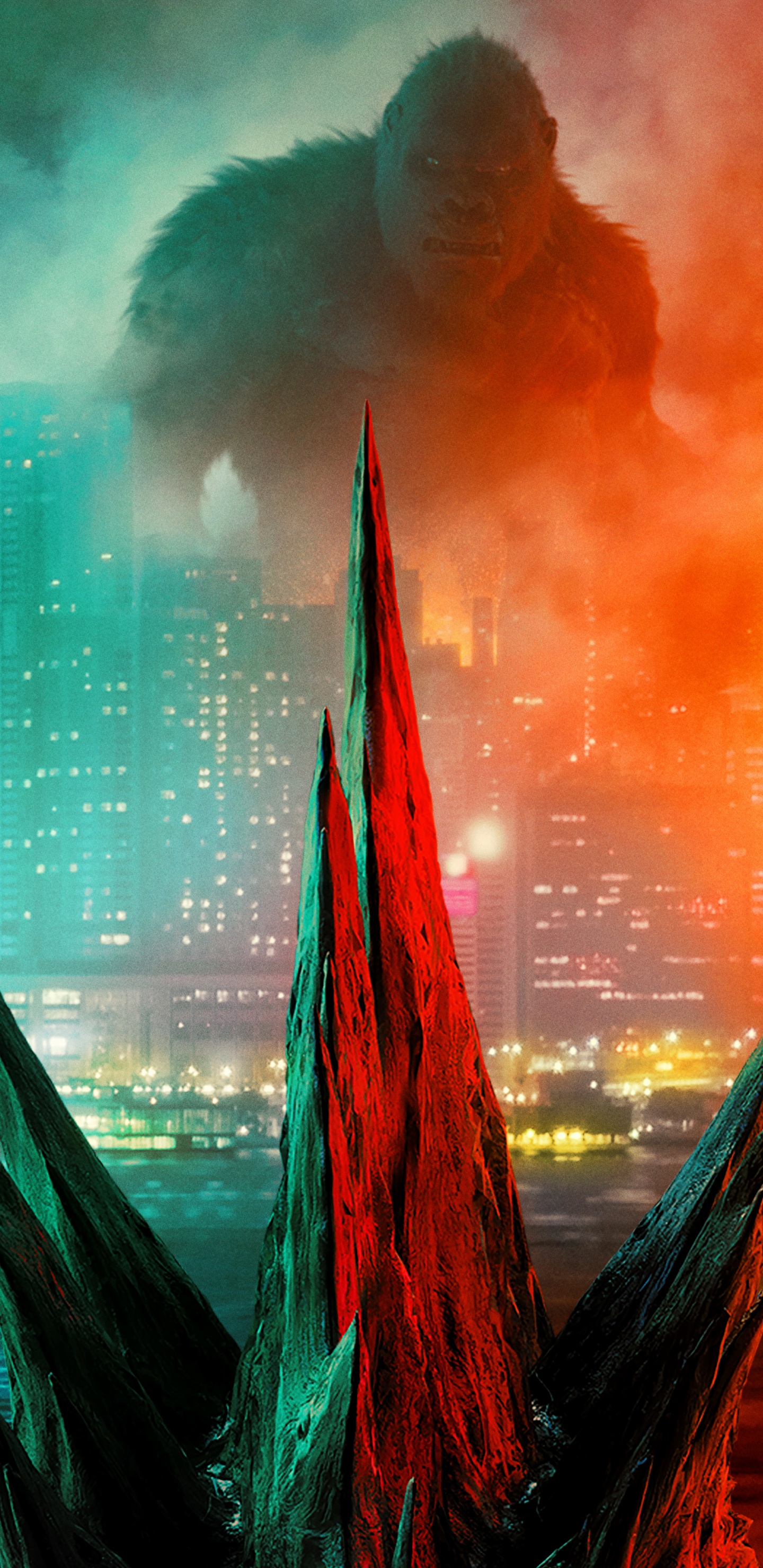 Обои Годзилла, Мехагодзилла, Кинг-Конг, постер, Кайдзю в разрешении 1440x2960