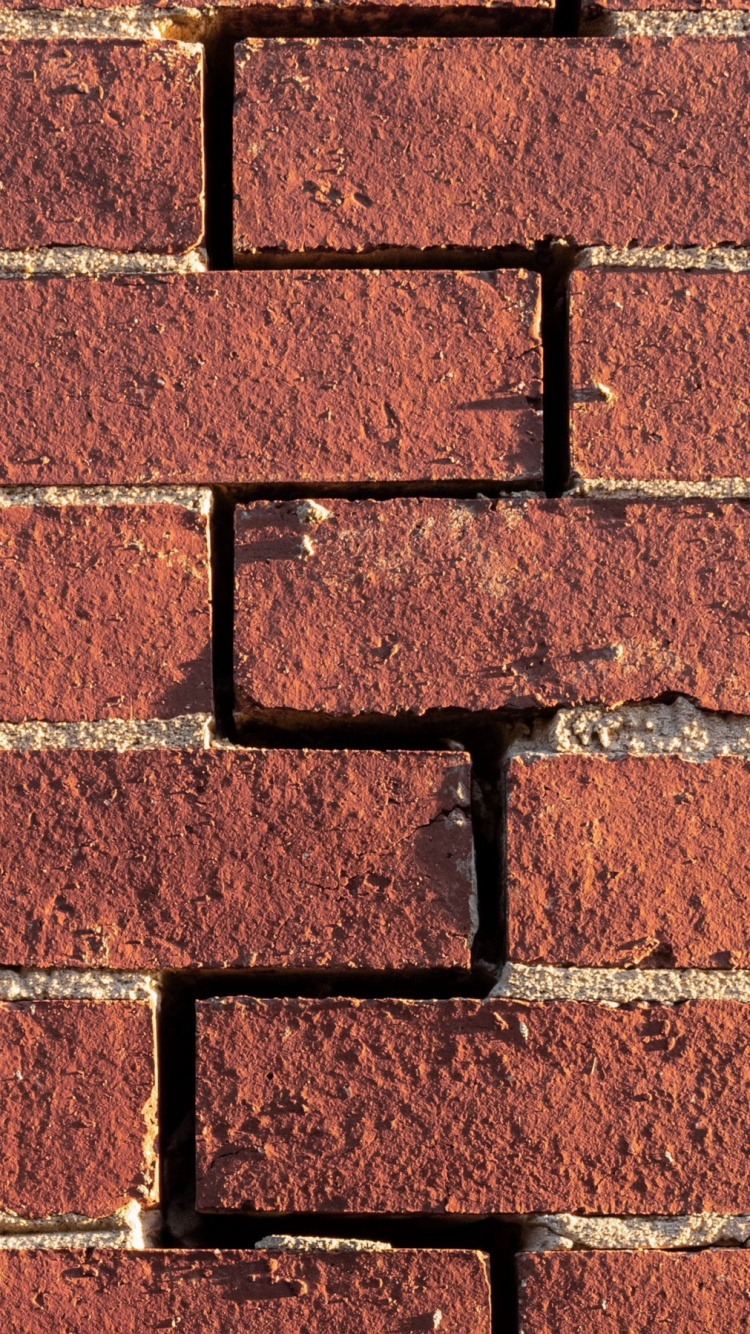 Обои кирпич, стена, кирпичная кладка, коричневый цвет, прямоугольник в разрешении 750x1334