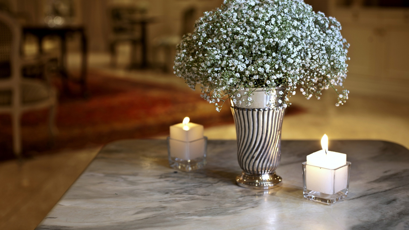 Обои ваза, цветок, предмет, освещение, таблица в разрешении 1366x768