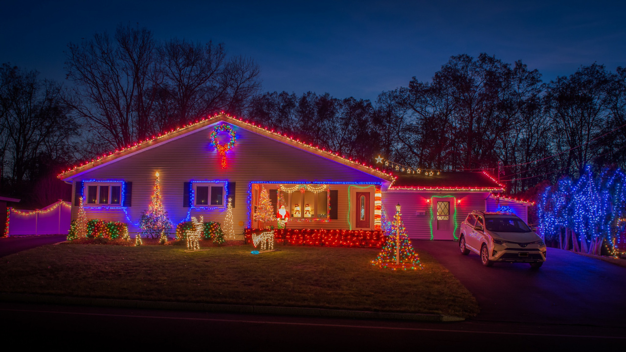 Обои Хаус, Рождественские огни, Рождественский день, Новый год, родина в разрешении 1280x720