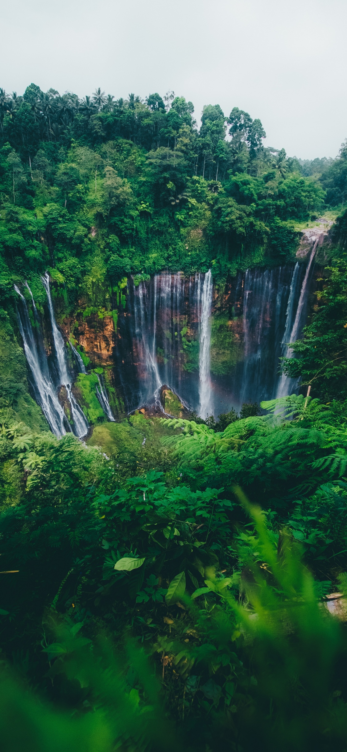Обои водопад, природный ландшафт, природа, гидроресурсы, водоем в разрешении 1125x2436