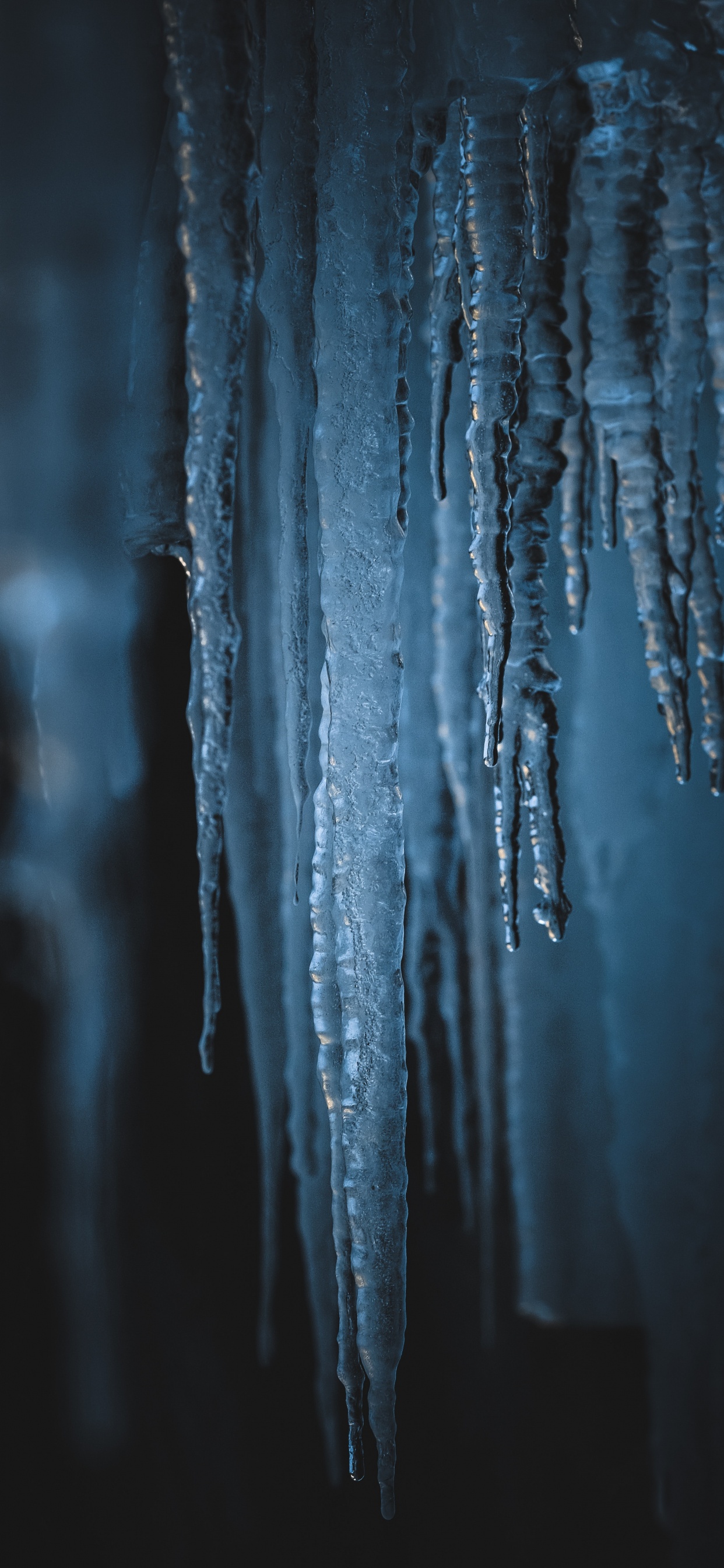 Обои формирование, синий, темнота, зима, замораживание в разрешении 1242x2688