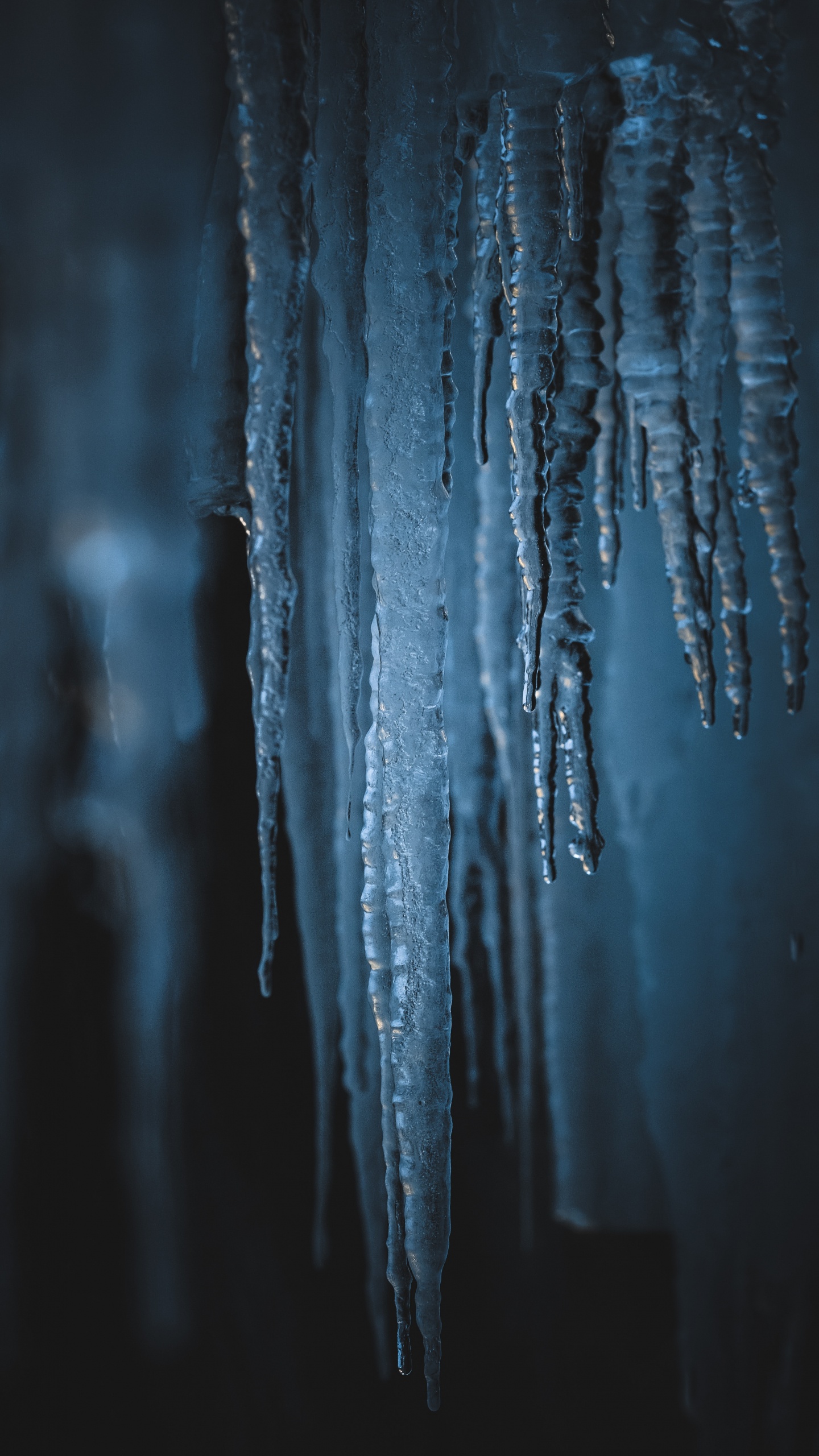 Обои формирование, синий, темнота, зима, замораживание в разрешении 1440x2560