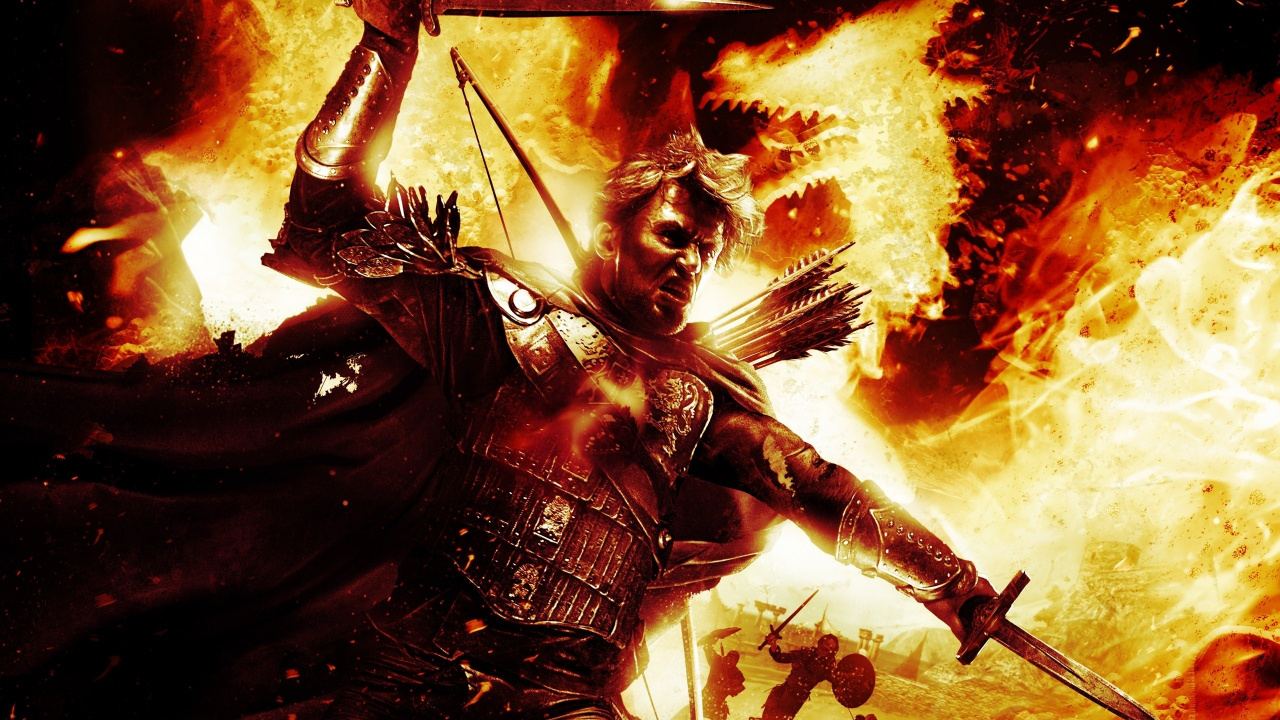 Обои дракон, тьма, женщина воин, боевик, воин в разрешении 1280x720