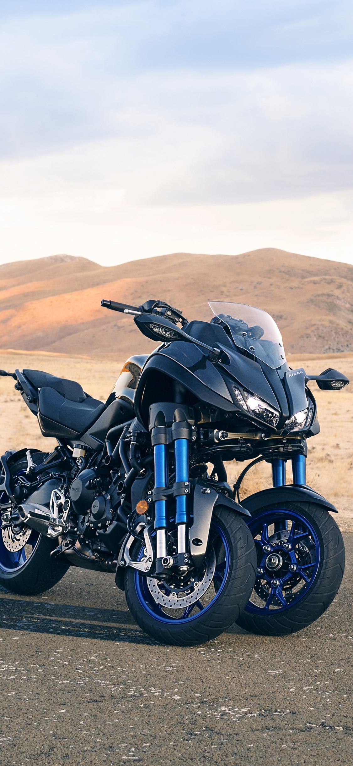 Обои Ямаха мотор Компани, мотоцикл, Ямаха НИКЕН, мотоспорт, дорожное путешествие в разрешении 1125x2436