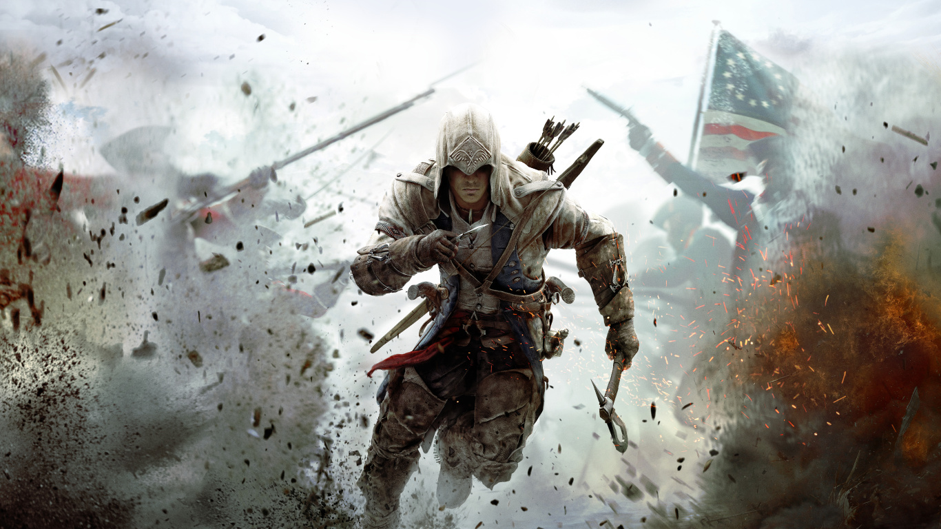 Обои assassins creed 3, Assassins Creed III, ассассинс Крид II, ubisoft, иллюстрация в разрешении 1366x768