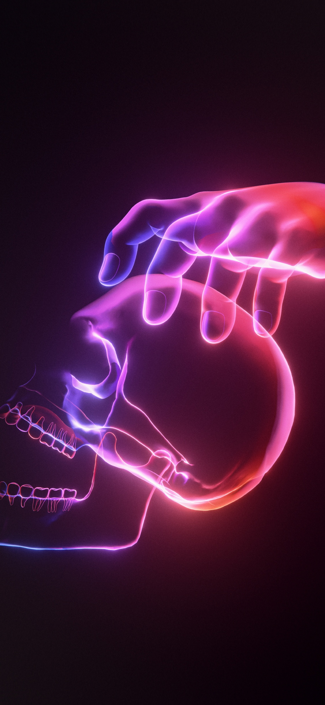 Обои свет, ночь, розовый, неон, кость в разрешении 1125x2436