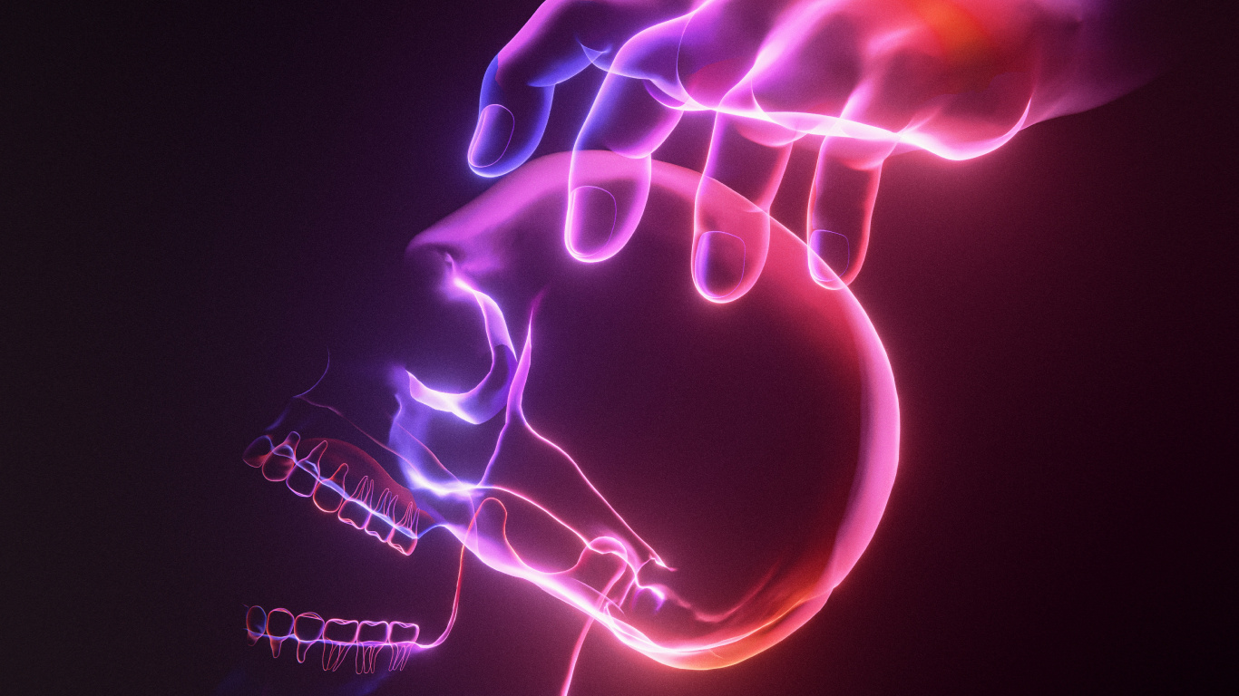 Обои свет, ночь, розовый, неон, кость в разрешении 1366x768