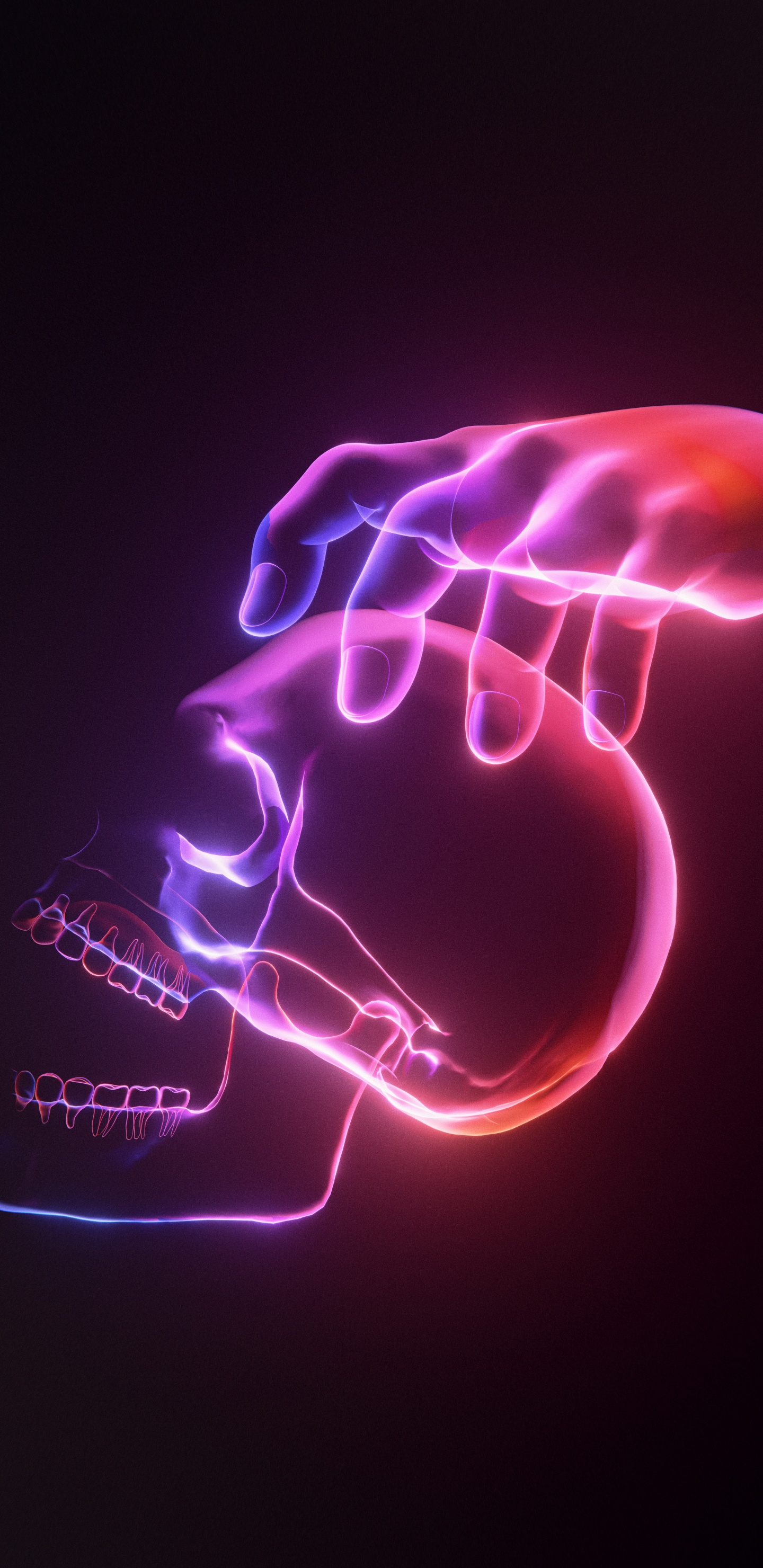 Обои свет, ночь, розовый, неон, кость в разрешении 1440x2960