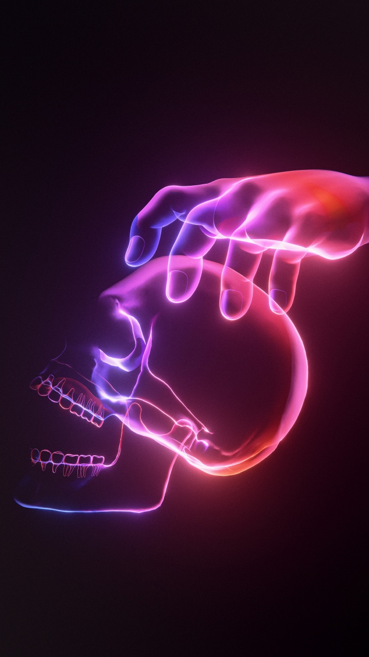 Обои свет, ночь, розовый, неон, кость в разрешении 720x1280