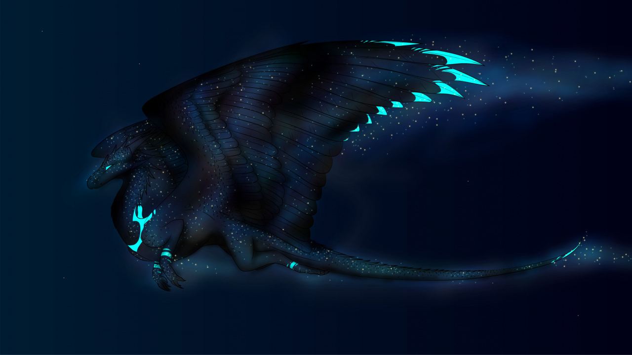Обои фэнтези, дракон, цифровое искусство, арт, глубоководные рыбы в разрешении 1280x720