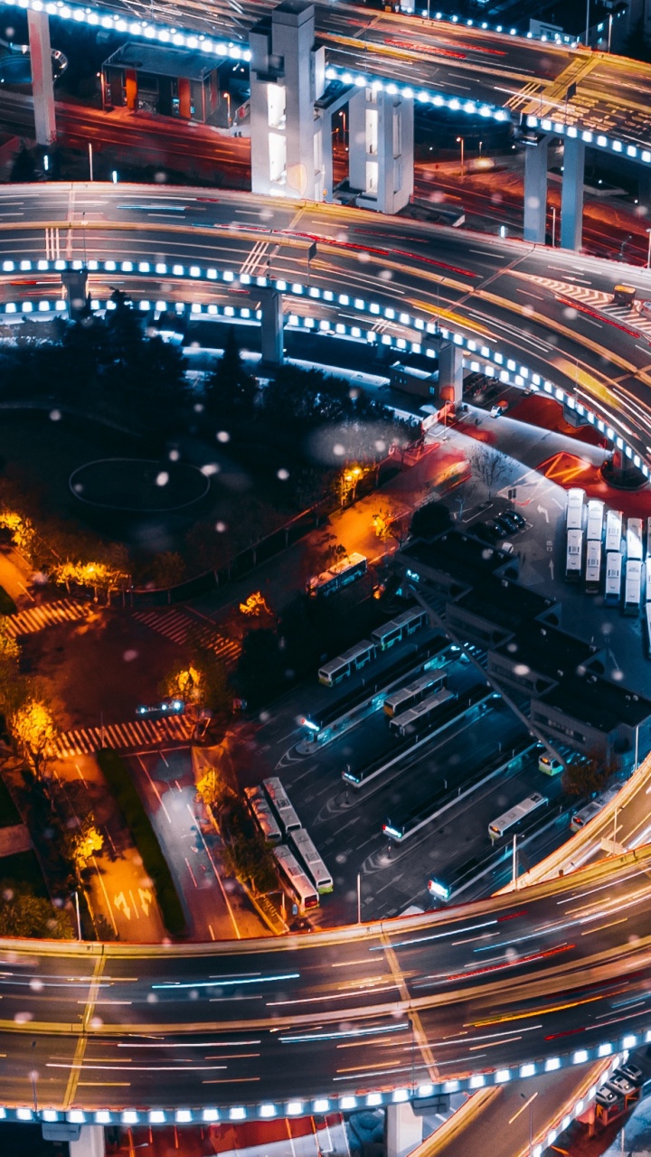 Обои архитектура, метрополия, ночь, город, городской район в разрешении 720x1280