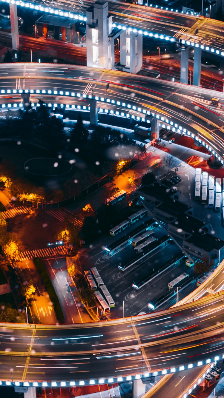 Обои архитектура, метрополия, ночь, город, городской район в разрешении 750x1334