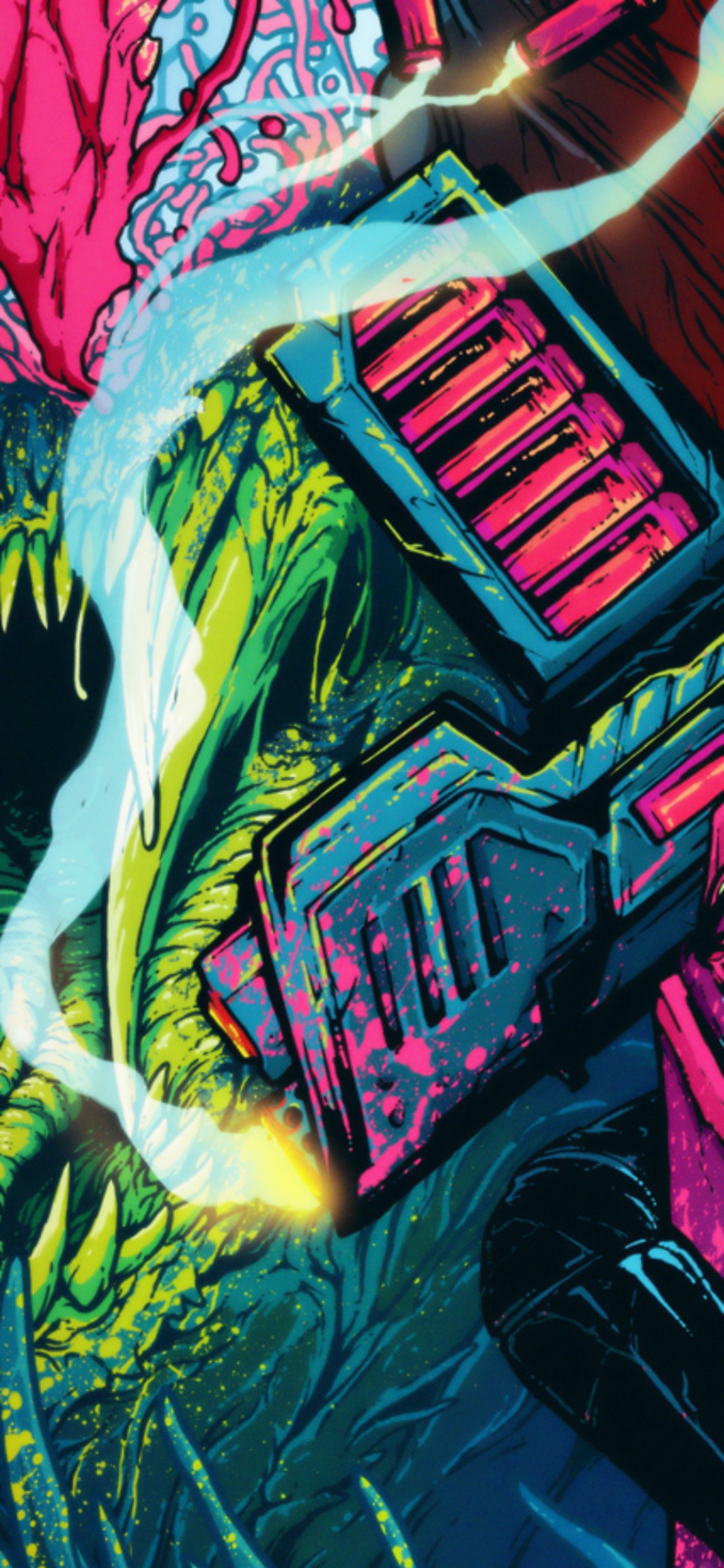 Обои психоделическое искусство, лазурный, арт, линия, Аква в разрешении 1125x2436