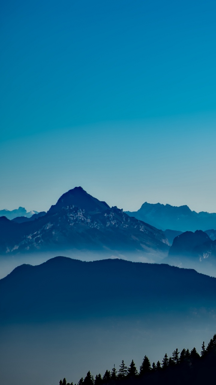 Обои гора, горный хребет, горный рельеф, природа, синий в разрешении 720x1280
