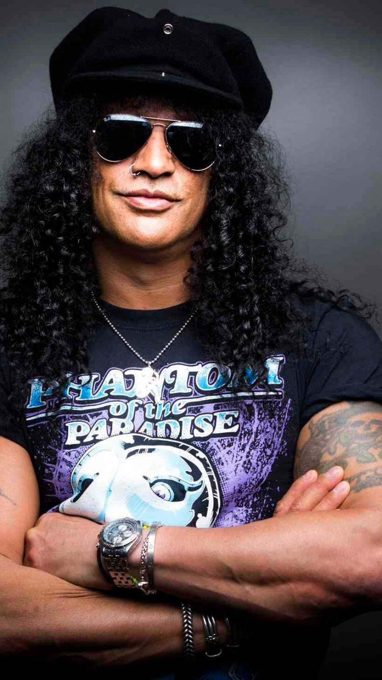 Обои Слэш, Guns N Roses, очки, прохлада, рука в разрешении 750x1334