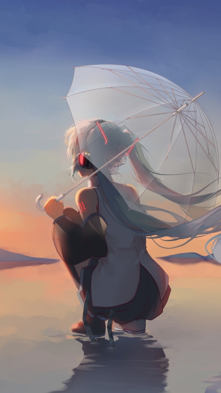 Обои Хацунэ Мику, вокалоид, аниме, иллюстрация, спокойный в разрешении 720x1280