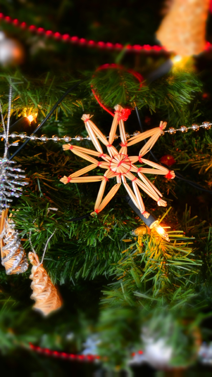 Обои елка, рождественский орнамент, Рождественский день, Рождественские украшения, праздник в разрешении 720x1280