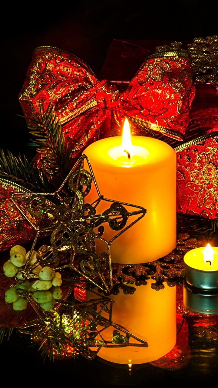 Обои Рождественский день, праздник, освещение, натюрморт, Рождественские украшения в разрешении 720x1280