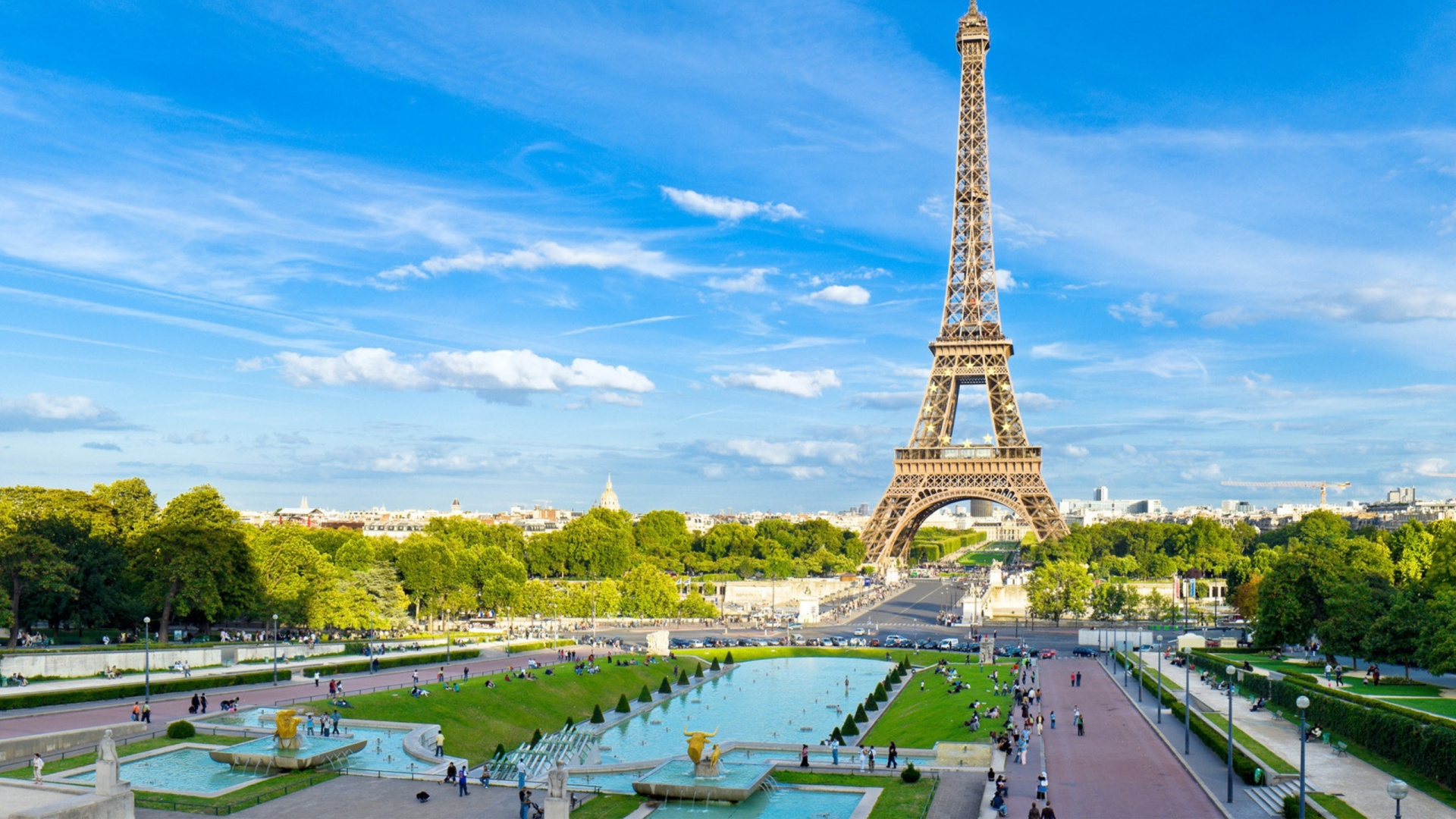 Обои Эйфелева башня, ориентир, вышка, туризм, достопримечательность в разрешении 1920x1080