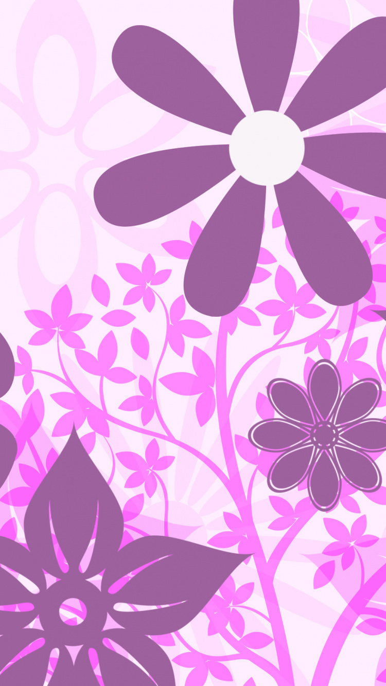 Обои цветок, пурпур, розовый, дизайн, Фиолетовый в разрешении 750x1334