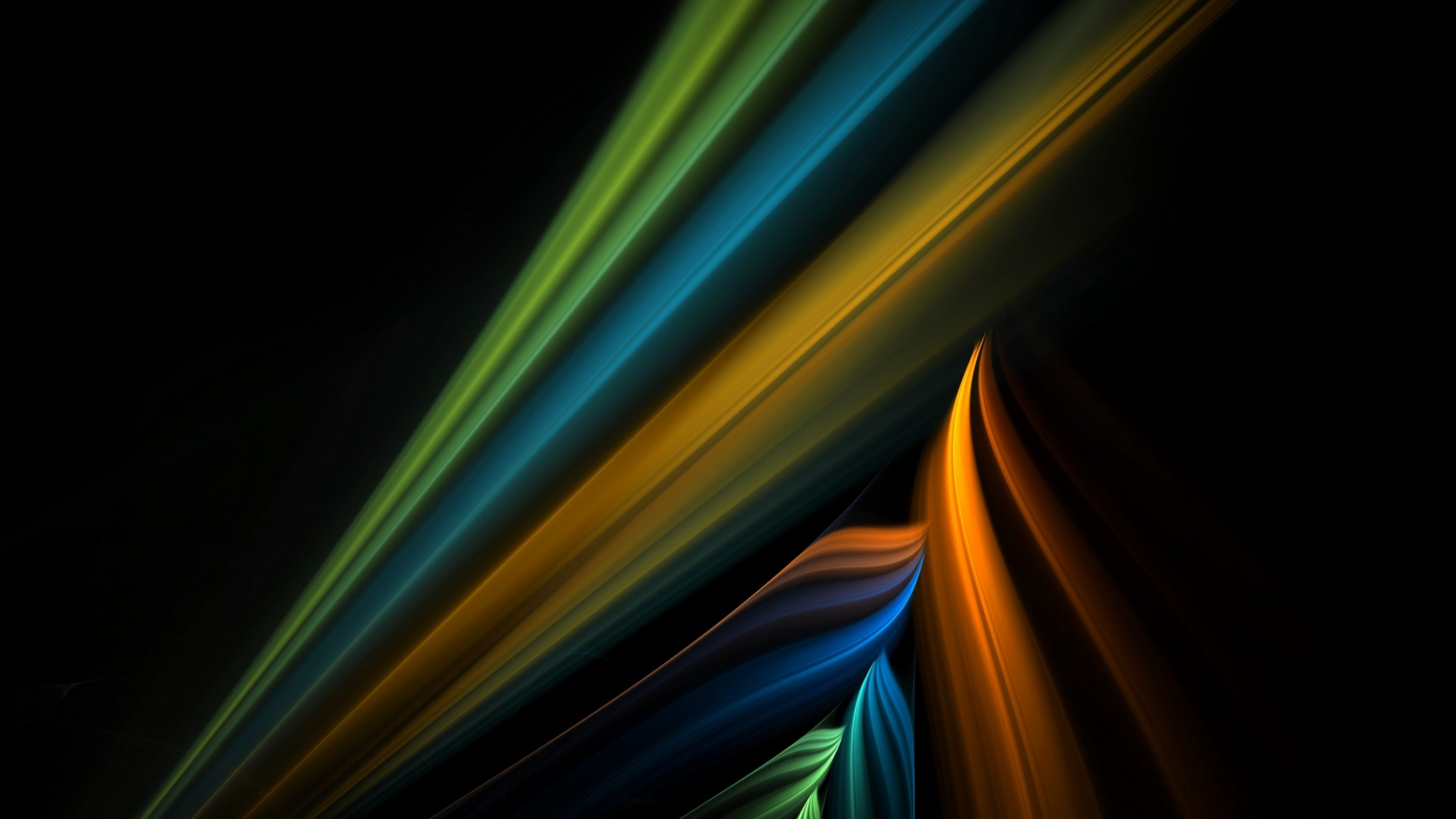 Обои синий, свет, зеленый, фрактальное искусство, линия в разрешении 1920x1080