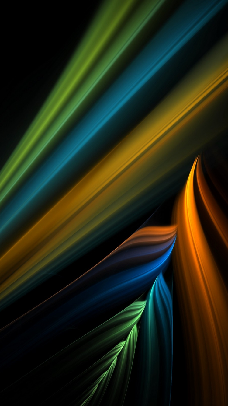 Обои синий, свет, зеленый, фрактальное искусство, линия в разрешении 750x1334