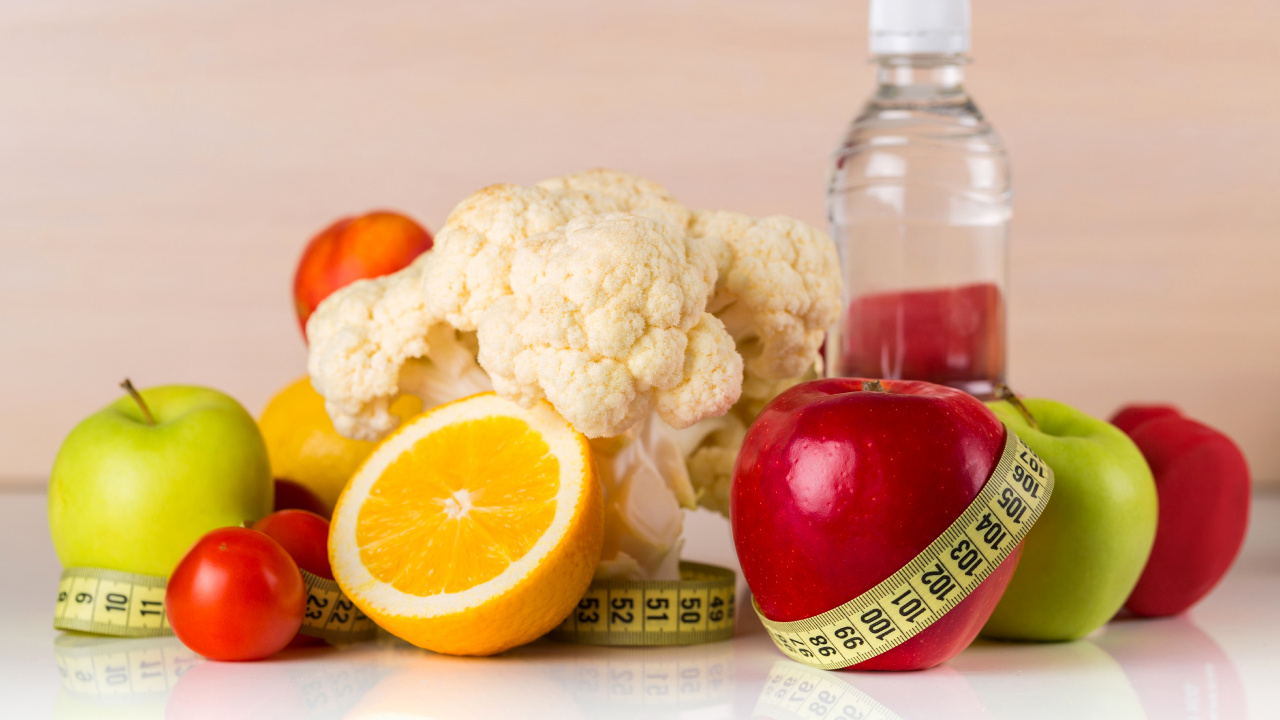 Обои природные продукты, фрукты, вегетарианская кухня, овощ, пища в разрешении 1280x720