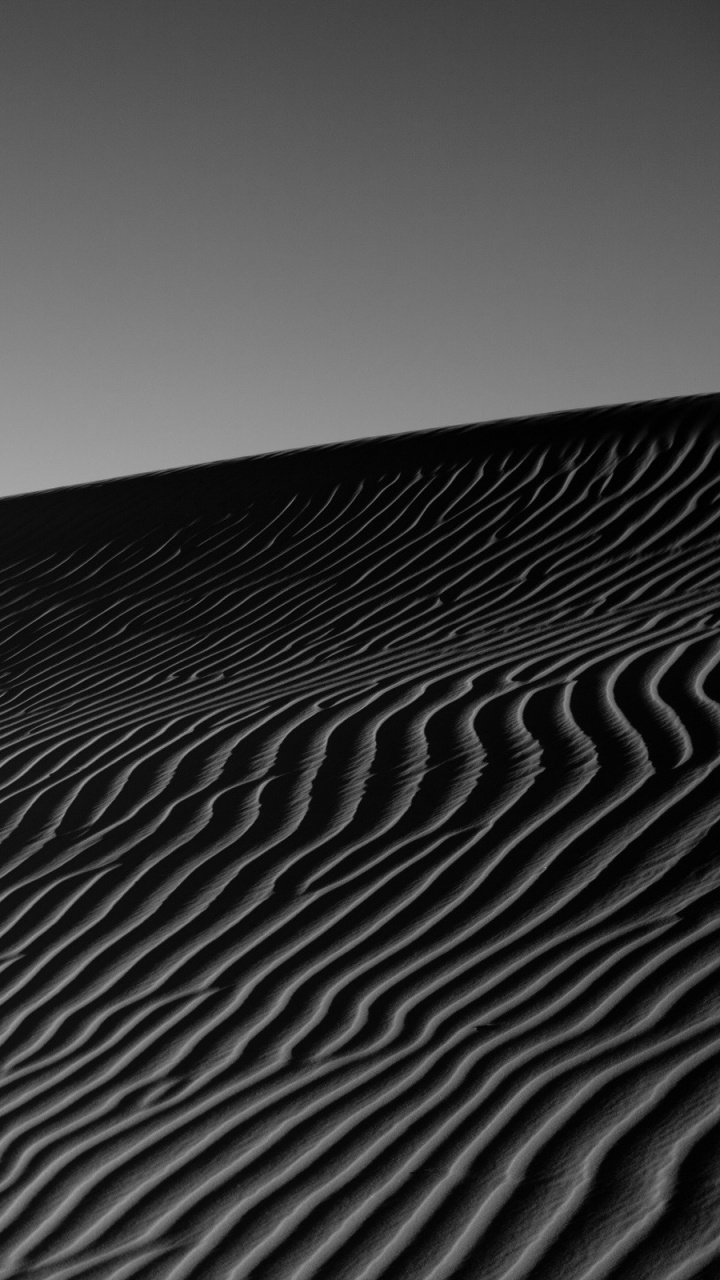 Обои монохромный, черный и белый, черный, Дюна, линия в разрешении 720x1280