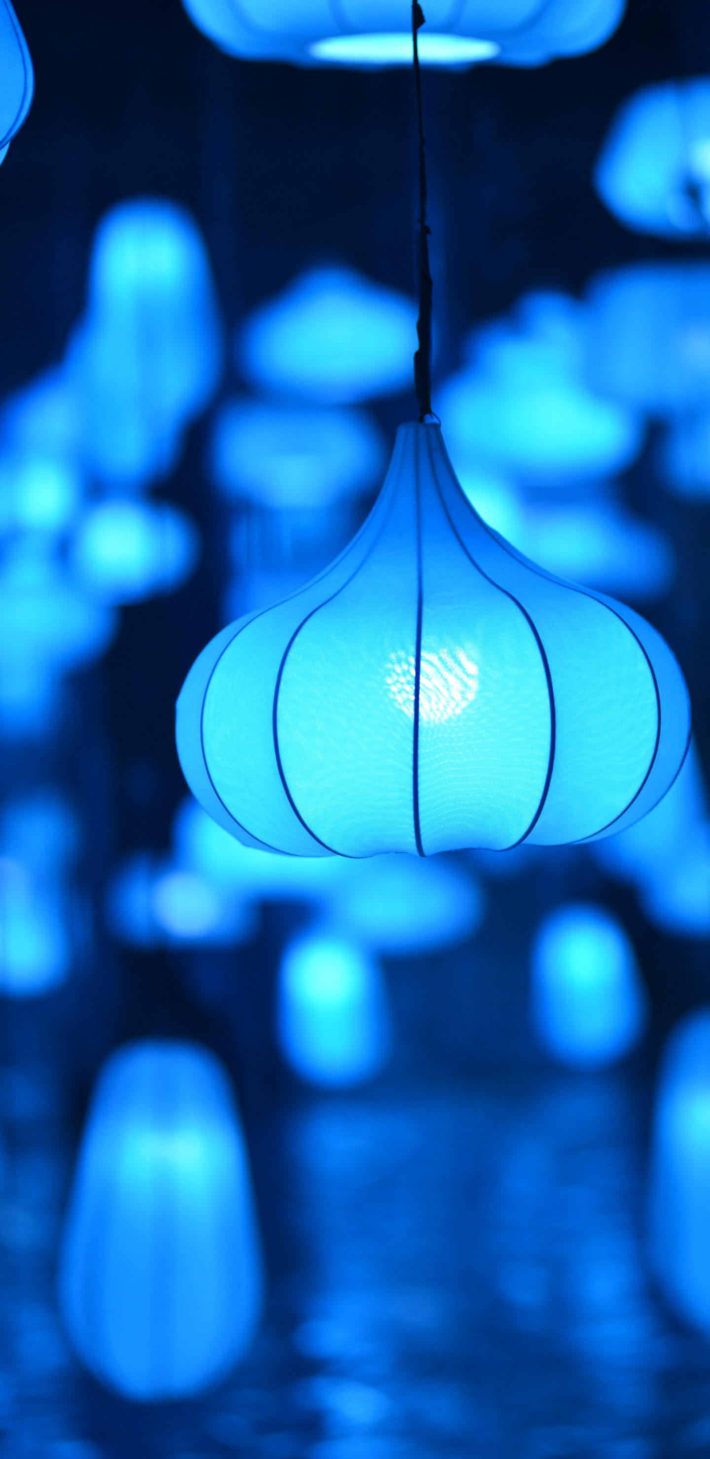 Обои вода, небо, круг, освещение, абажур в разрешении 1440x2960