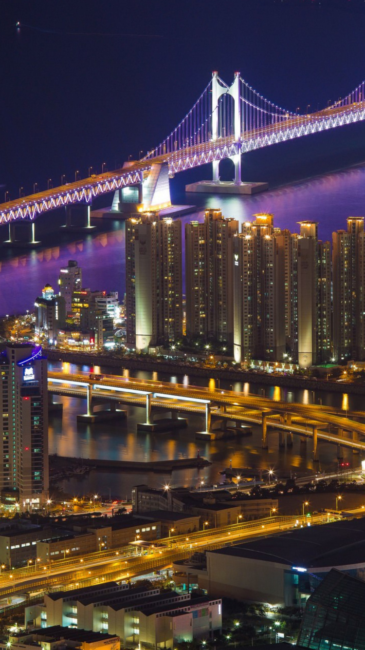 Обои ночь, городской пейзаж, метрополия, город, городской район в разрешении 750x1334