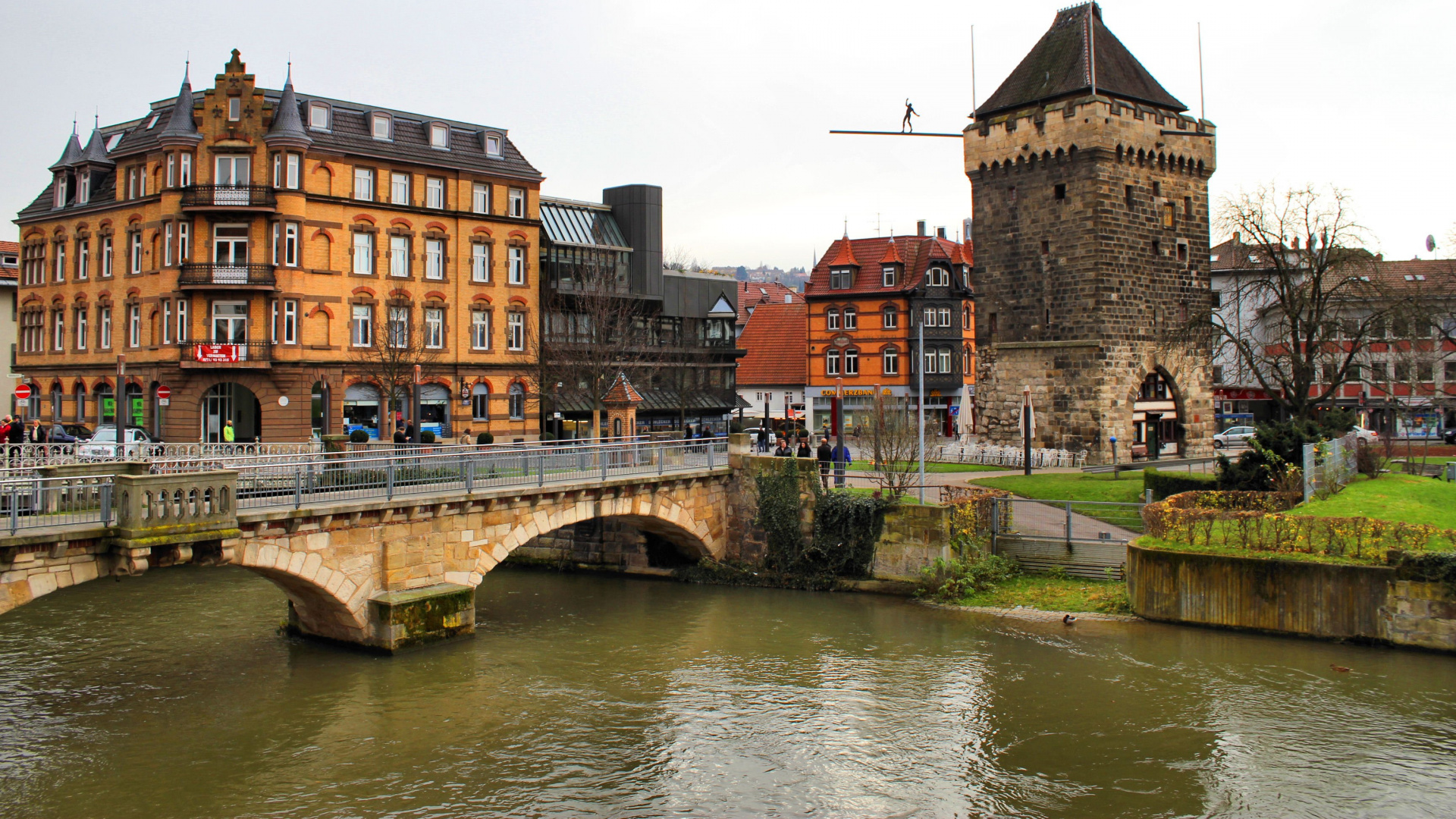 Обои отеля schelztor, водный путь, мост, реки, городок в разрешении 1920x1080
