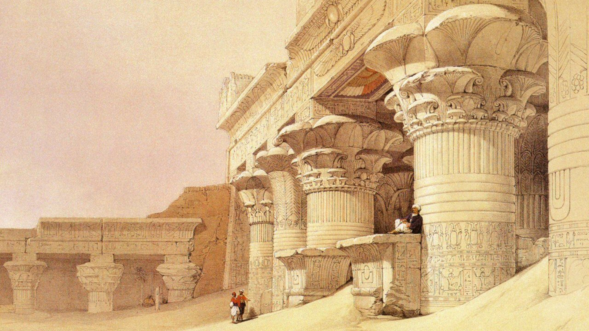 Обои живопись, арт, литография, произведение искусства, акварельные краски в разрешении 1920x1080