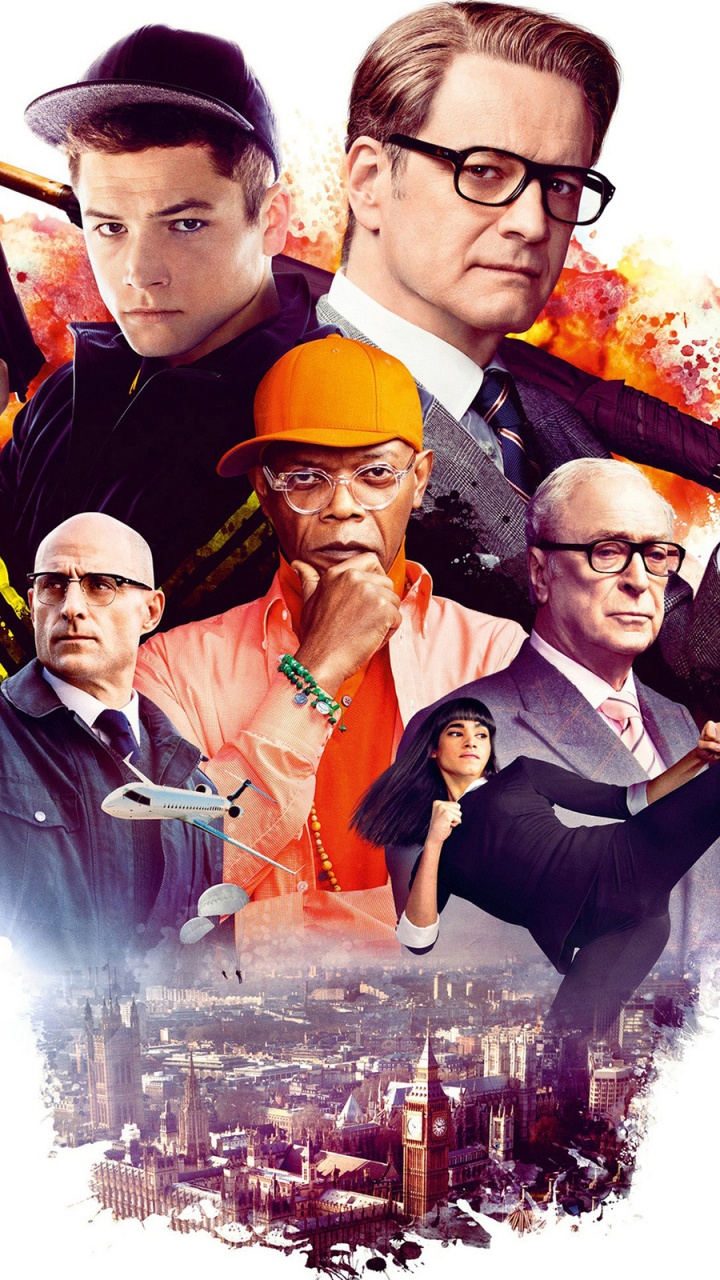 Обои Тарон Эгертон, Кингсман Секретная Служба, Кингсман Золотой Круг, Марк Стронг, Гэри Эггзи Анвин в разрешении 720x1280