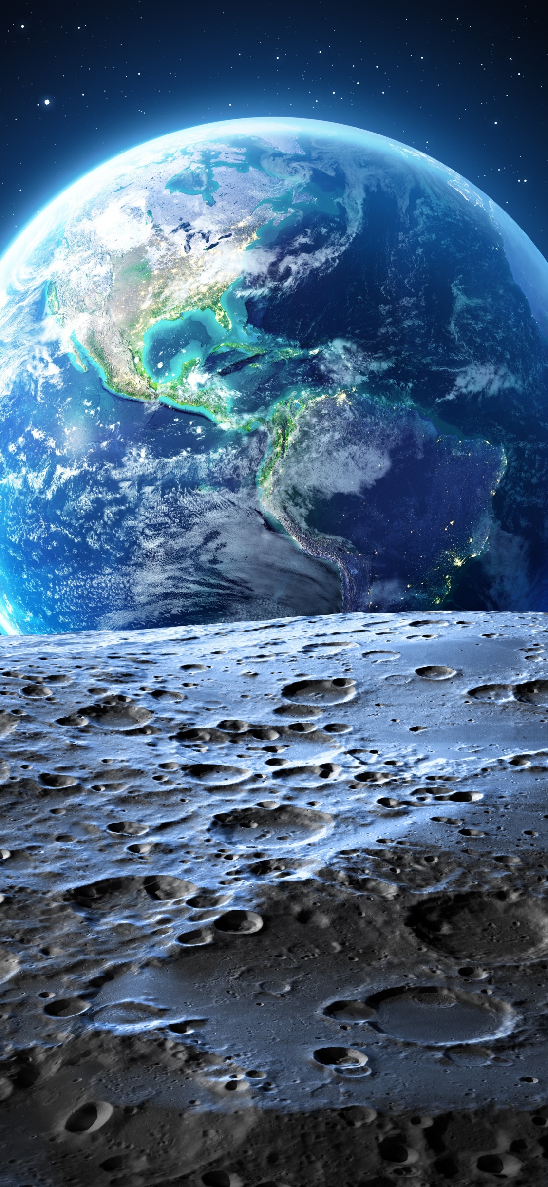 Обои земля, луна, Соединенные Штаты, планета, иллюстрация в разрешении 1125x2436