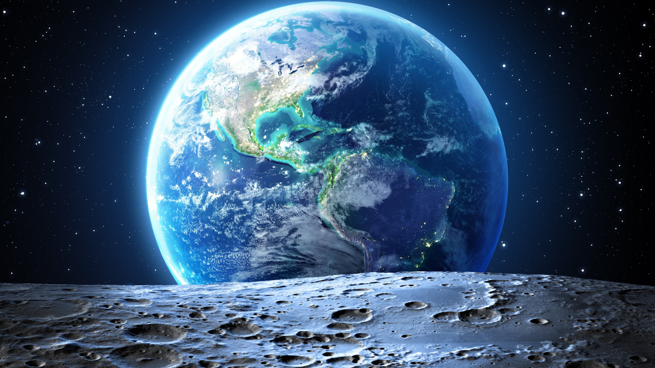 Обои земля, луна, Соединенные Штаты, планета, иллюстрация в разрешении 1280x720