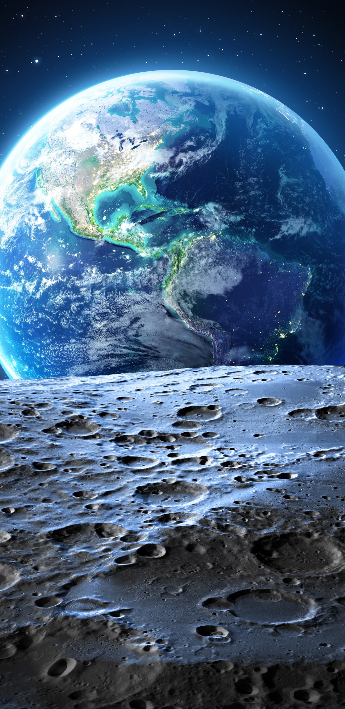 Обои земля, луна, Соединенные Штаты, планета, иллюстрация в разрешении 1440x2960