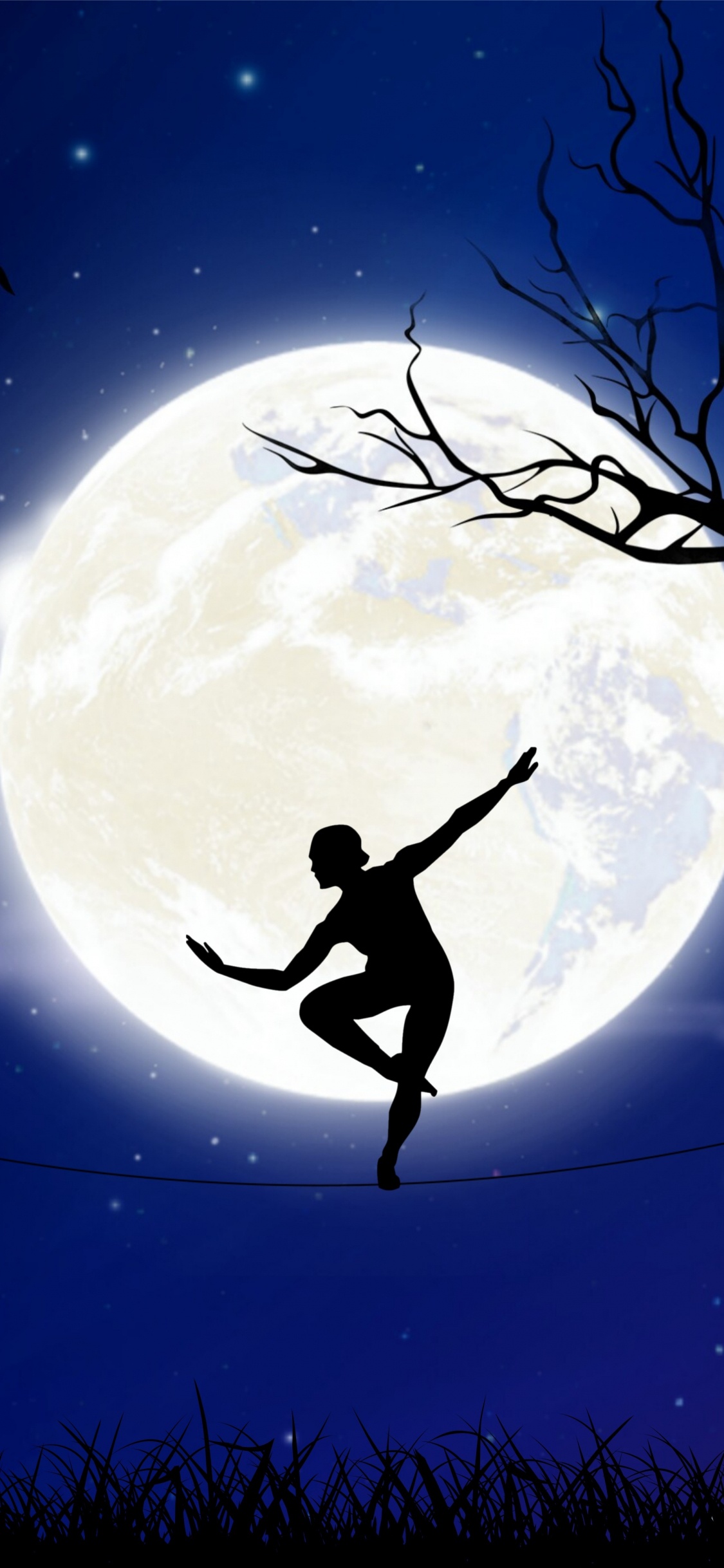 Обои лунный свет, небесное явление, космос, астрономический объект, ночь в разрешении 1125x2436