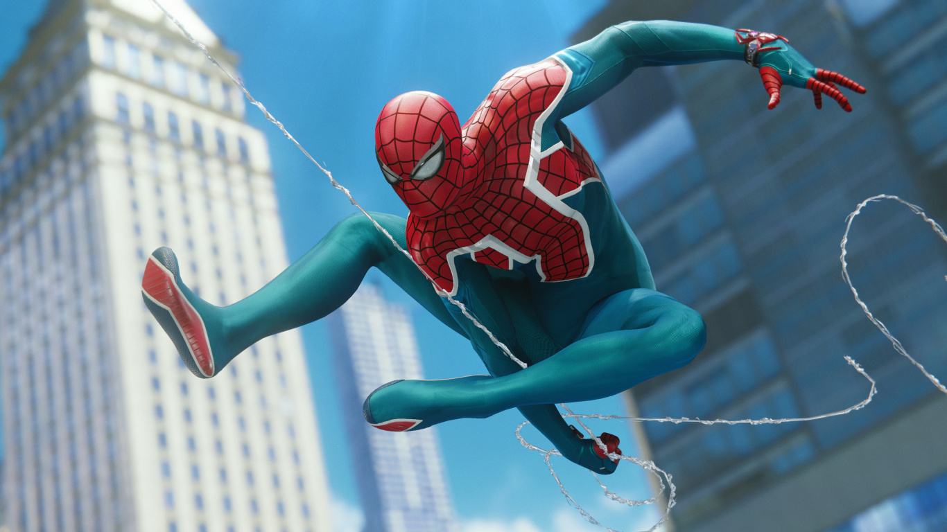 Обои человек-паук, Insomniac Games, молот, супергерой, Мэри Джейн Уотсон в разрешении 1366x768