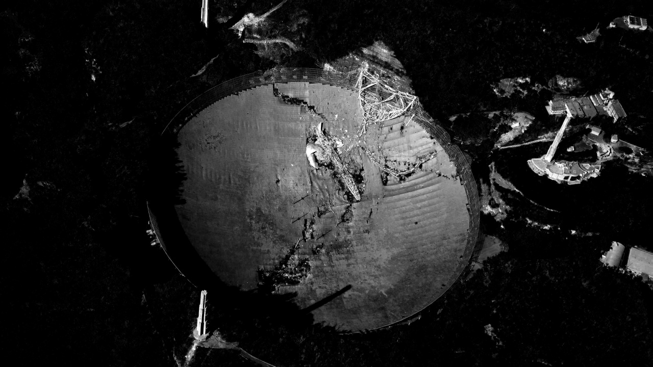 Обои крах Аресибо, обсерватория Аресибо, радиотелескоп, обсерватория, мир в разрешении 1280x720