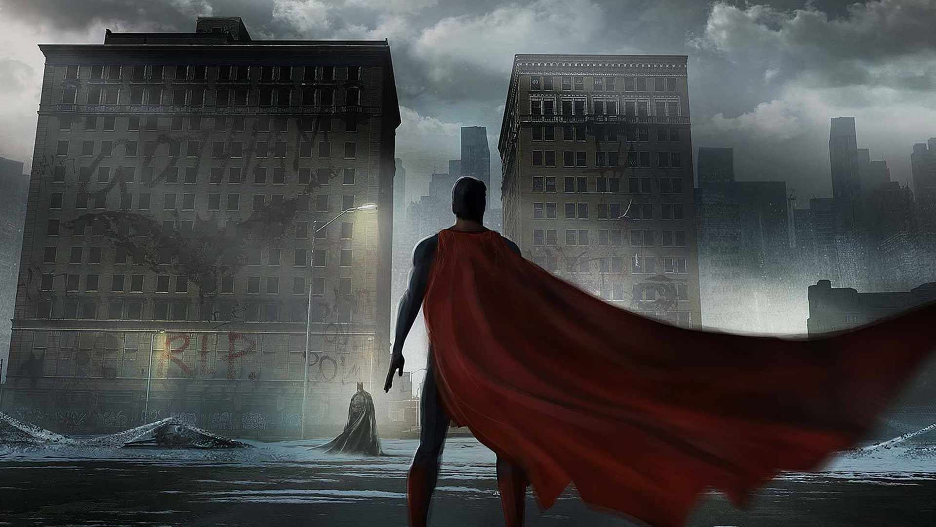 Обои концепт арт, комиксы dc, Бэтмен, арт, Лига справедливости в разрешении 1920x1080